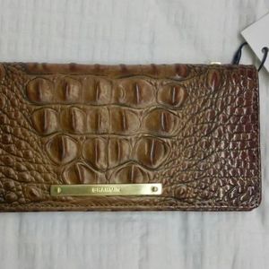 NWT Brahmin Ady Croc Bifold Wallet Toasted Almond